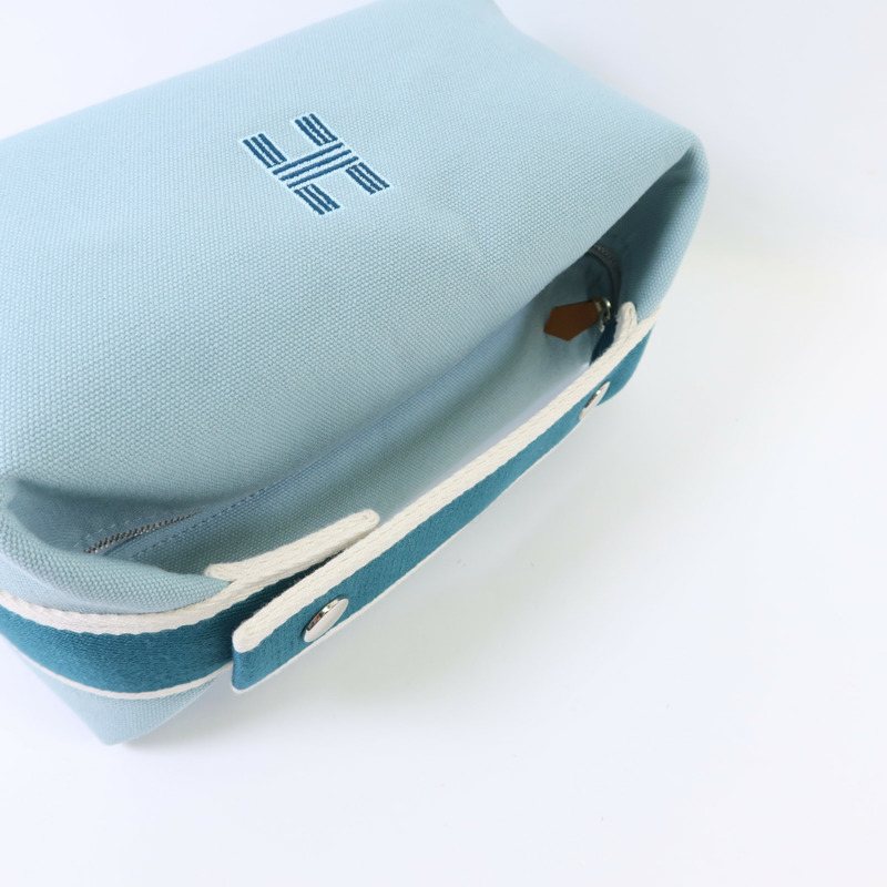 HERMES 帆布Bride-A-Brac Small銀扣手挽袋-4