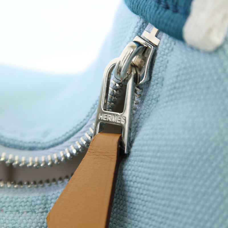 HERMES 帆布Bride-A-Brac Small銀扣手挽袋-8