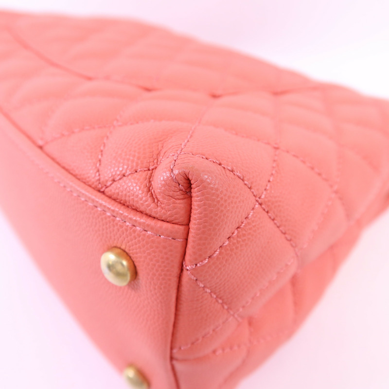 CHANEL 牛皮皮革Coco Handle Large金扣鏈帶肩背袋-13