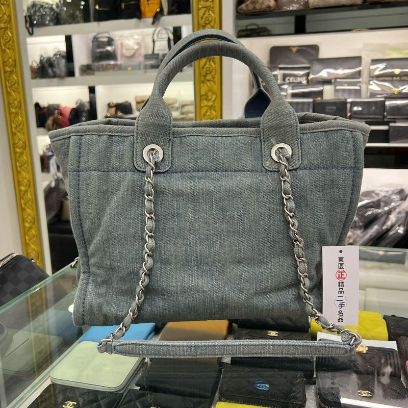 東區正精品㊣CHANEL 23s AS3257 牛仔水洗仿舊沙灘手提包斜背包兩用包托特包中型 RZ4624-7
