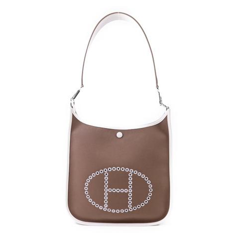 HERMES 帆布Evelyne PM銀扣肩背袋