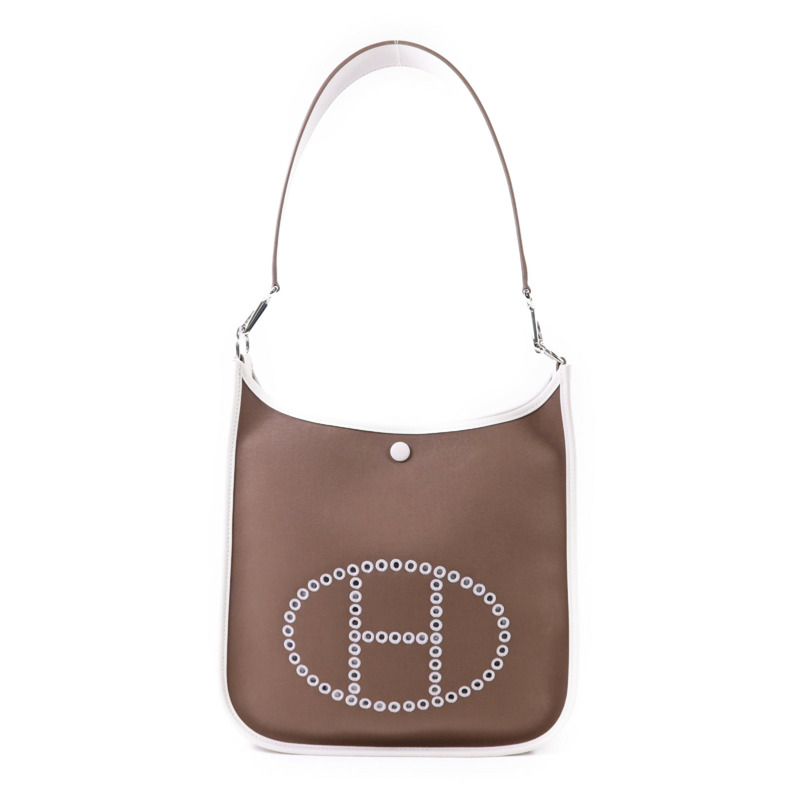 HERMES 帆布Evelyne PM銀扣肩背袋-0