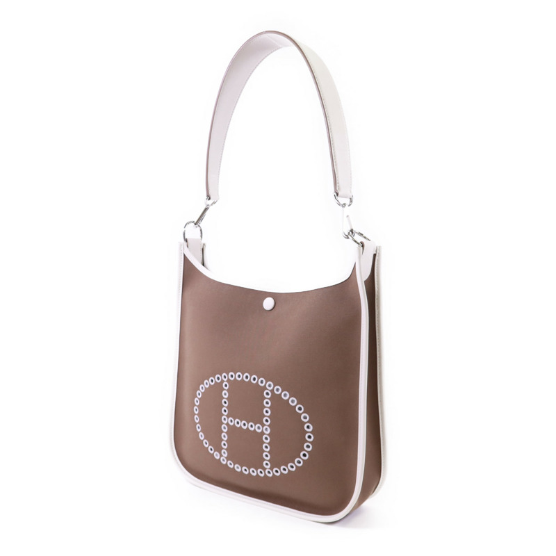 HERMES 帆布Evelyne PM銀扣肩背袋-2