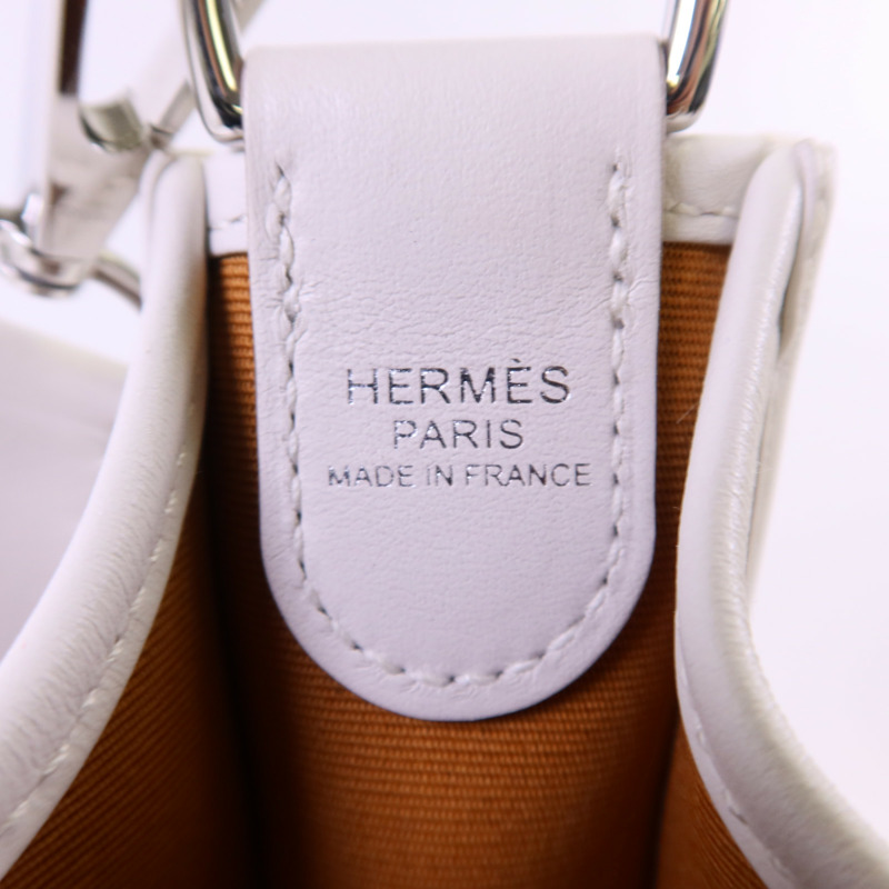HERMES 帆布Evelyne PM銀扣肩背袋-6
