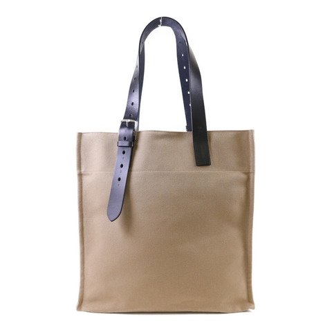 HERMES 帆布Etriviere Shopping Bag銀扣手挽袋Beige Marfa/Noir