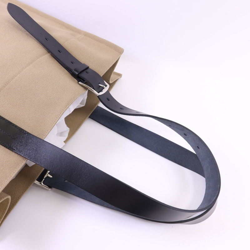 HERMES 帆布Etriviere Shopping Bag銀扣手挽袋Beige Marfa/Noir-4