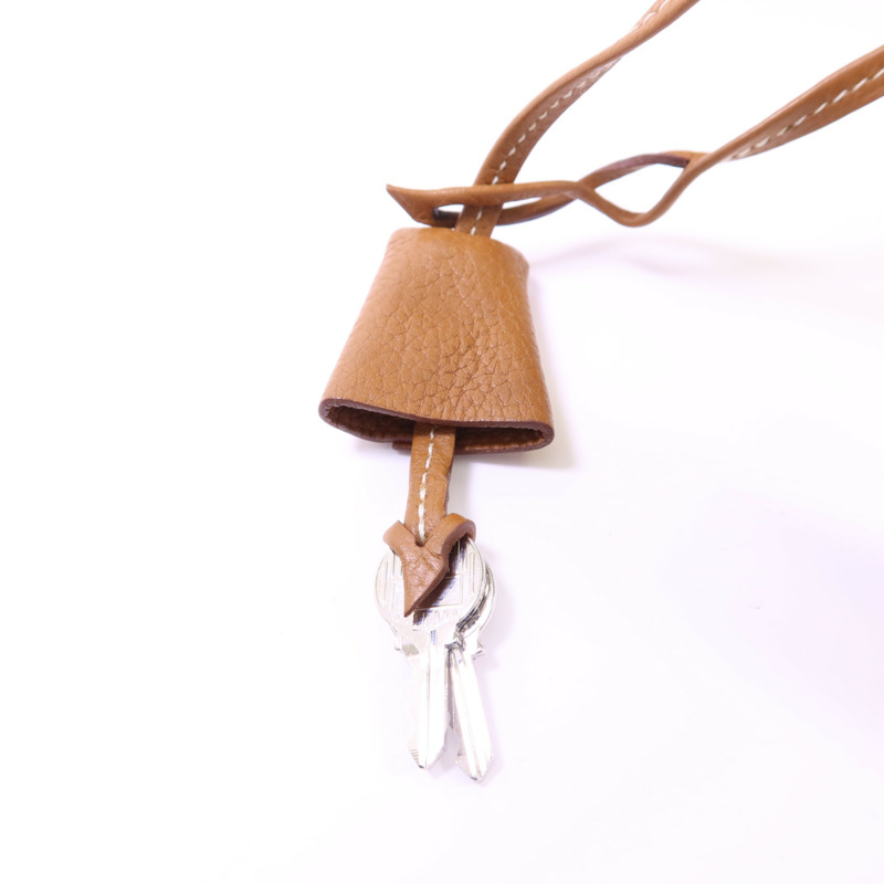 HERMES Clemence皮革Victoria銀扣手挽袋Gold-10