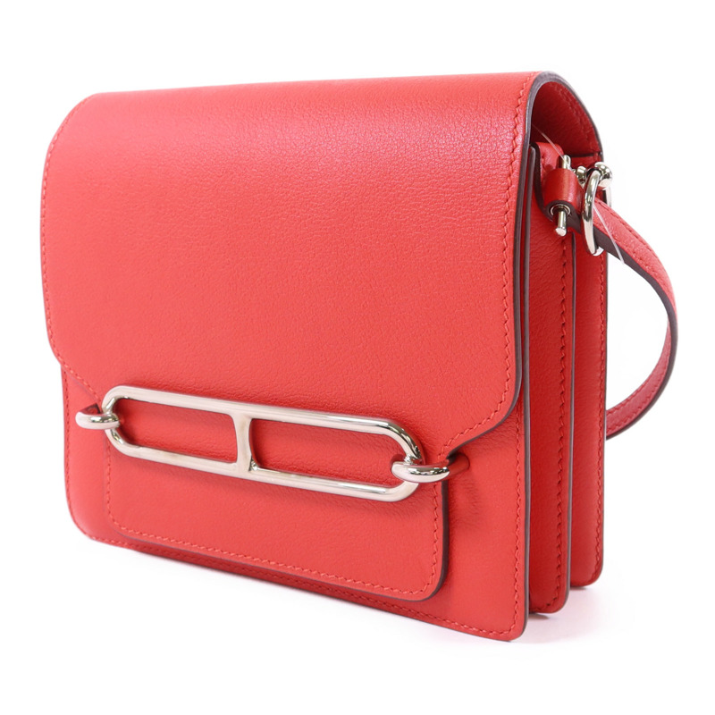 HERMES Evercolor皮革Mini Roulis銀扣肩背袋Rouge Tomate-2