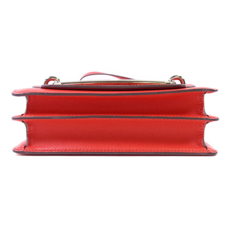 HERMES Evercolor皮革Mini Roulis銀扣肩背袋Rouge Tomate-3