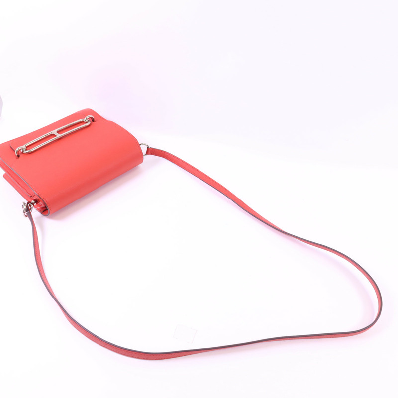 HERMES Evercolor皮革Mini Roulis銀扣肩背袋Rouge Tomate-4