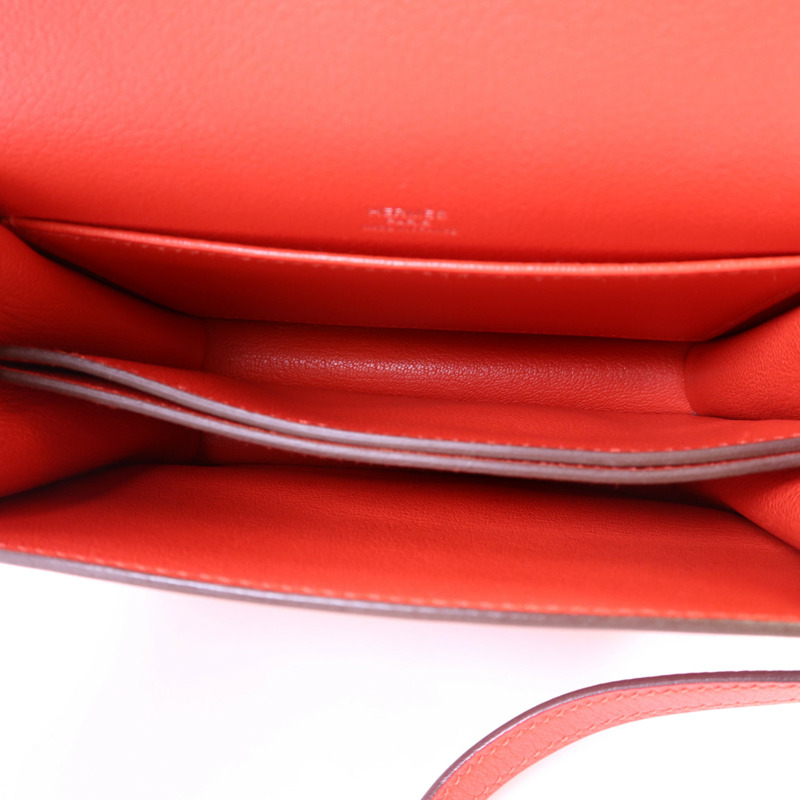 HERMES Evercolor皮革Mini Roulis銀扣肩背袋Rouge Tomate-5