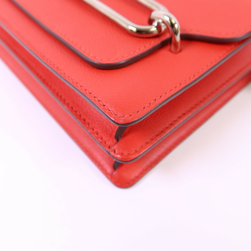 HERMES Evercolor皮革Mini Roulis銀扣肩背袋Rouge Tomate-8