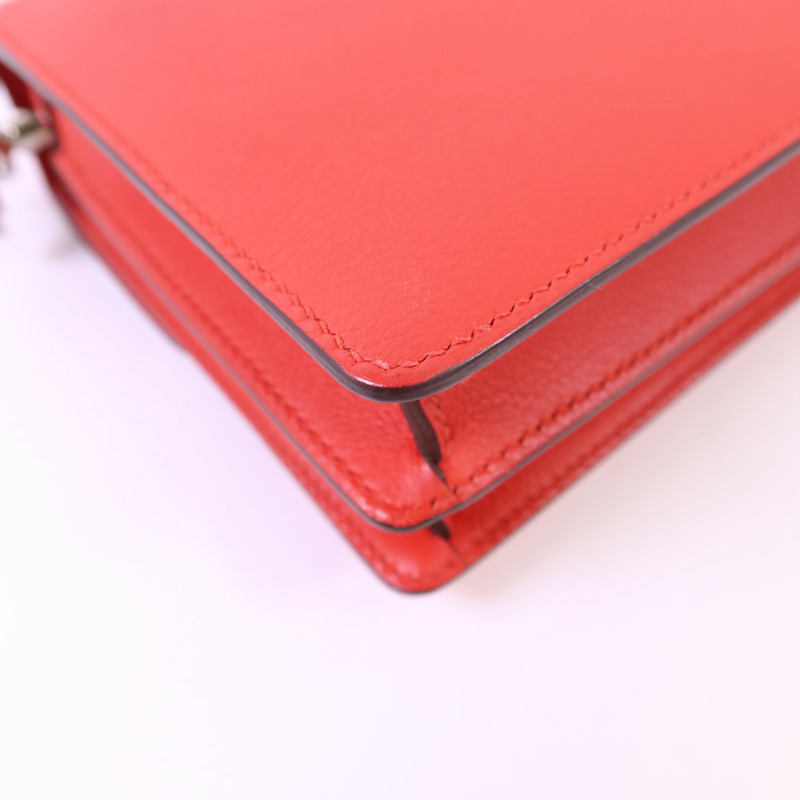 HERMES Evercolor皮革Mini Roulis銀扣肩背袋Rouge Tomate-11
