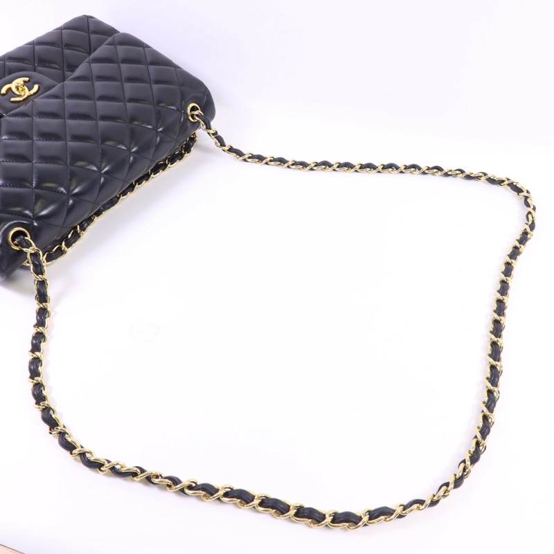 CHANEL 羊皮皮革Large Classic金扣鏈帶肩背袋-4