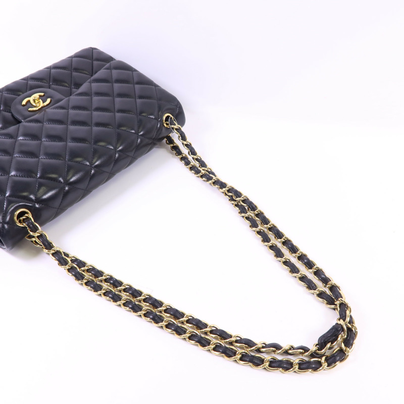 CHANEL 羊皮皮革Large Classic金扣鏈帶肩背袋-5