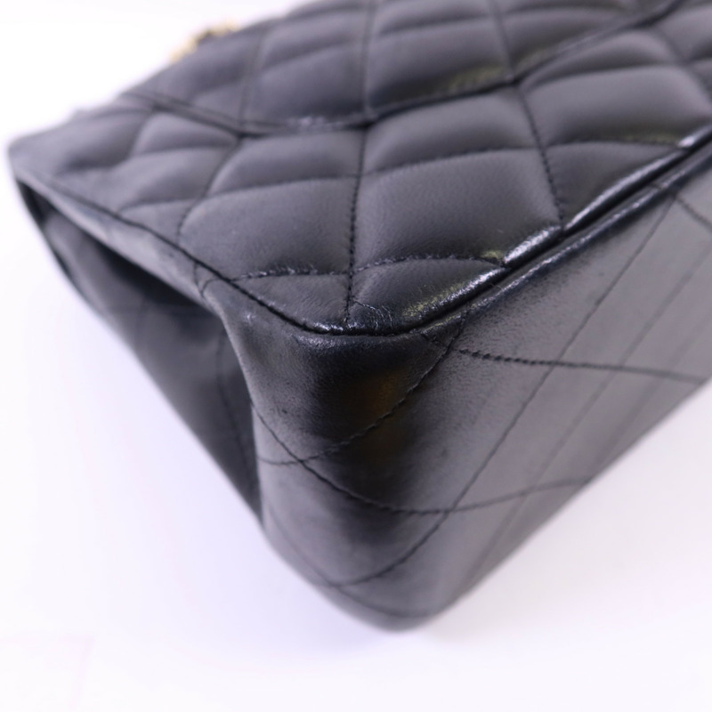 CHANEL 羊皮皮革Large Classic金扣鏈帶肩背袋-13