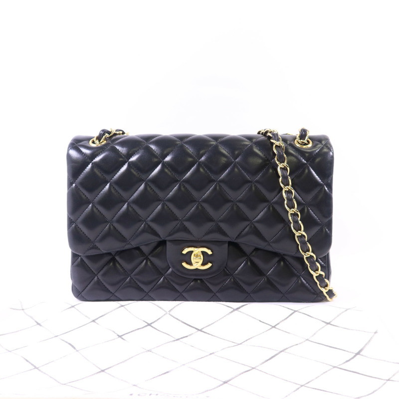 CHANEL 羊皮皮革Large Classic金扣鏈帶肩背袋-18