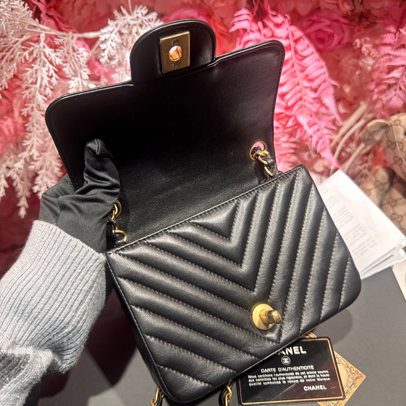 Chanel 山型紋黑金方胖子minicoco17/王吉娜古董精品-2