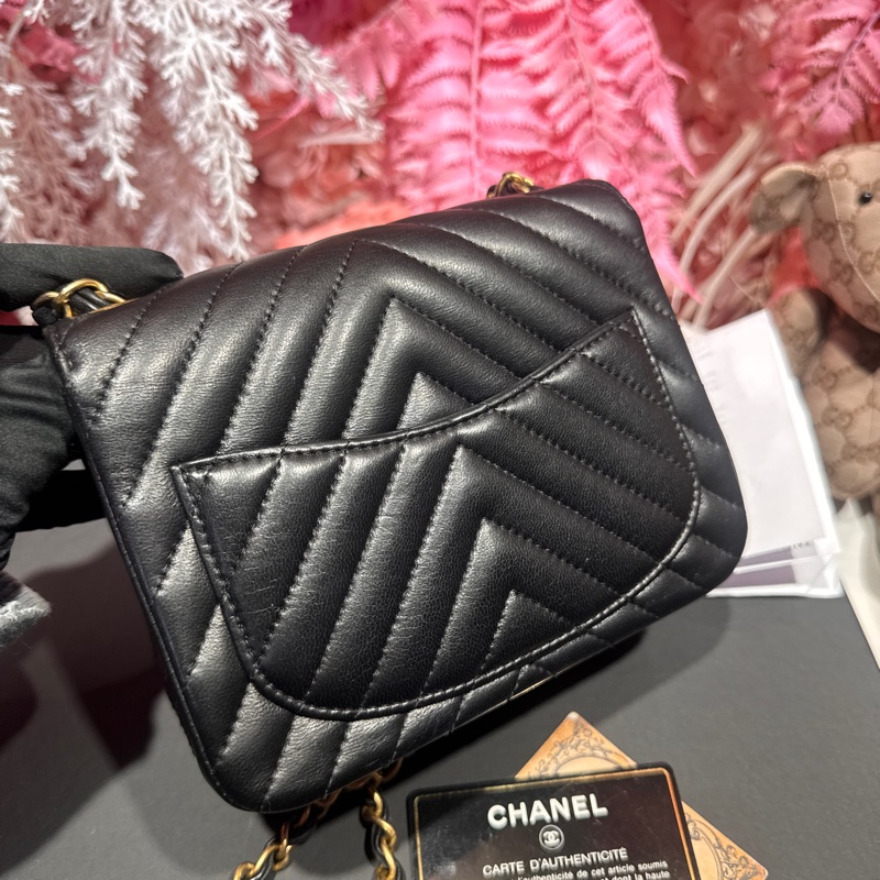 Chanel 山型紋黑金方胖子minicoco17/王吉娜古董精品-3