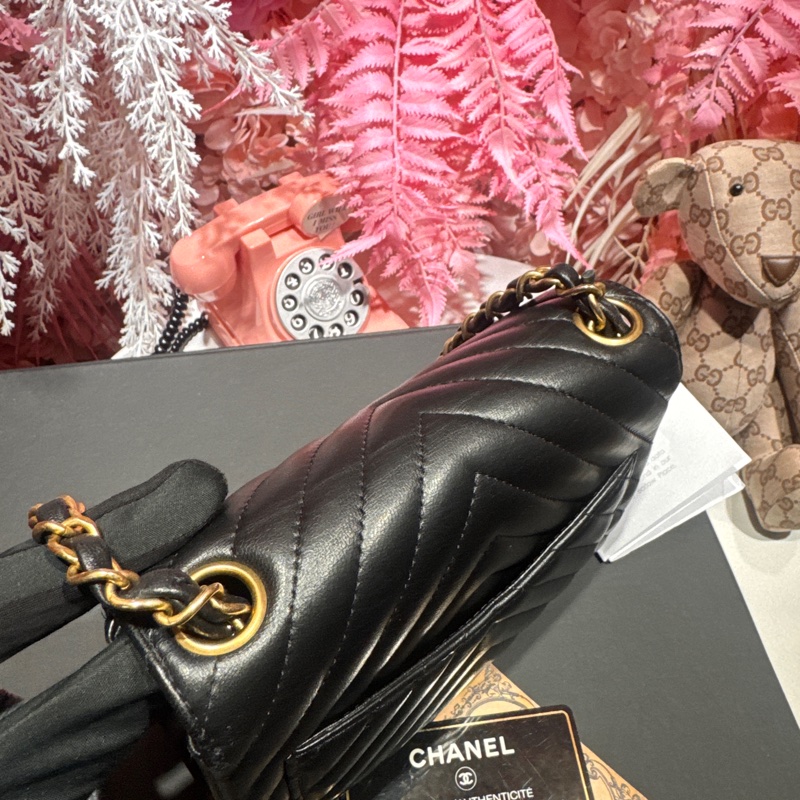 Chanel 山型紋黑金方胖子minicoco17/王吉娜古董精品-5