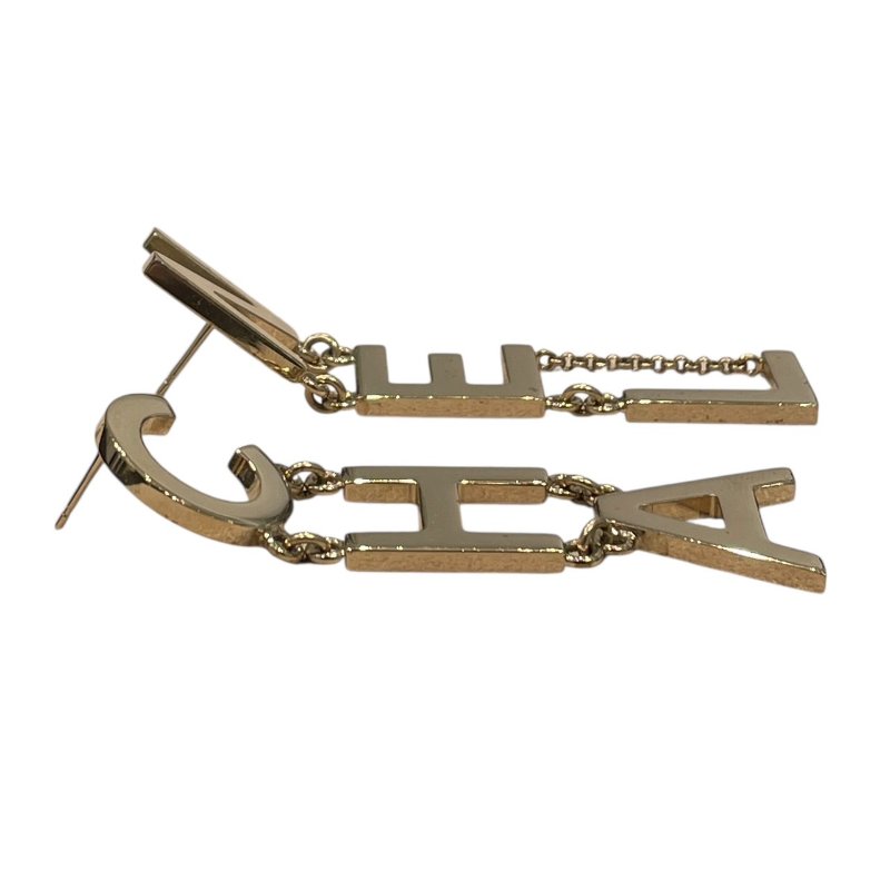 CHANEL 香奈兒 LOGO針式垂墜耳環 金色 合金-2