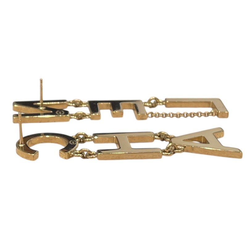 CHANEL 香奈兒 LOGO針式垂墜耳環 金色 合金-5