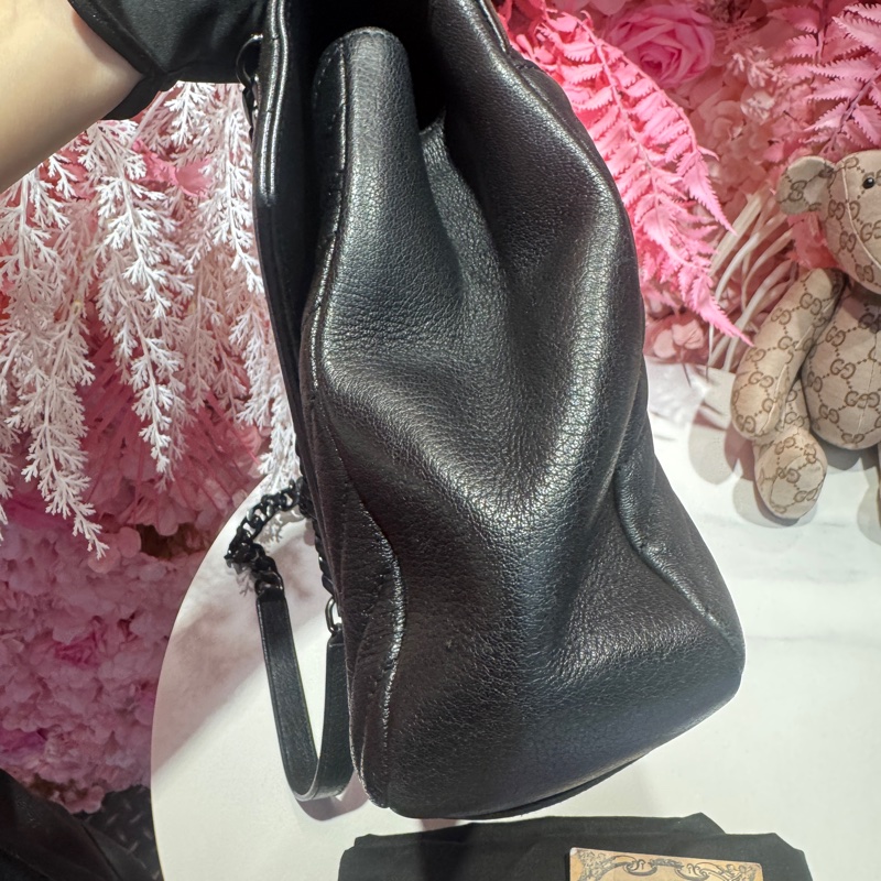 YSL 黑soblack學院包/斜背包/王吉娜古董精品-4