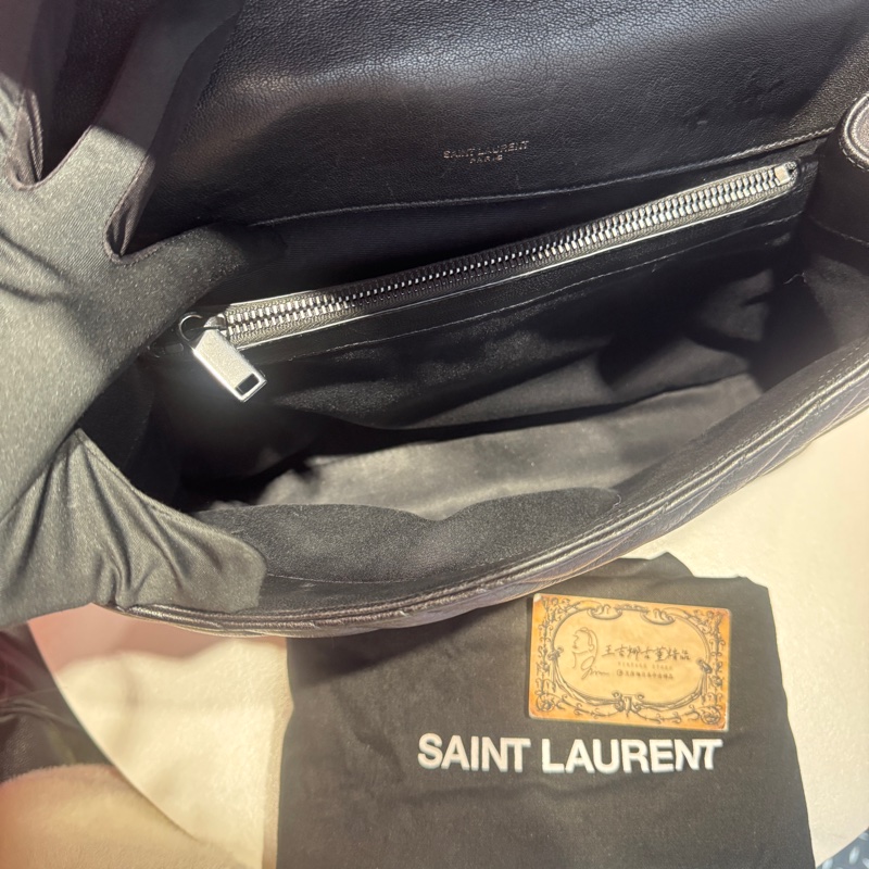 YSL 黑soblack學院包/斜背包/王吉娜古董精品-8