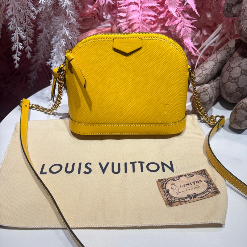 LV 艾瑪包/黃色極新閒置斜背包/王吉娜古董精品-0
