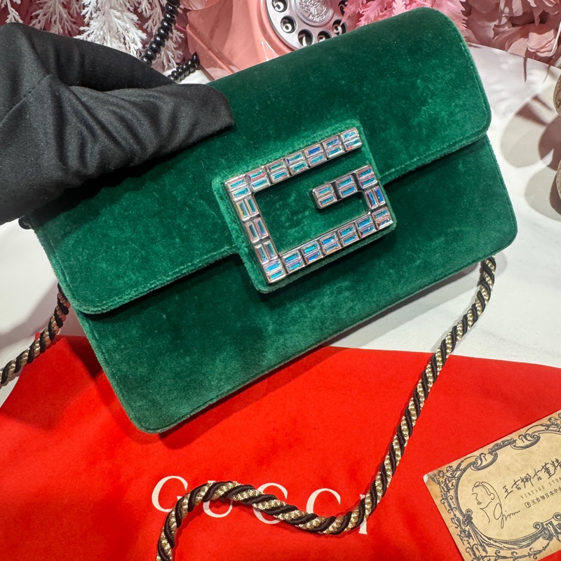 Gucci 水鑽斜背包/王吉娜古董精品-2