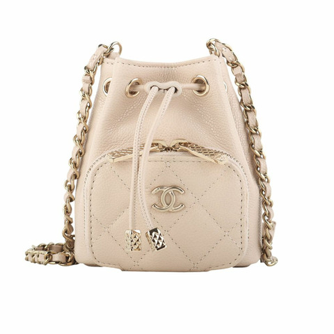 【包稅】CHANEL AP2913 金色 CC 商務聯名迷你水桶鏈條斜背包 35019Y