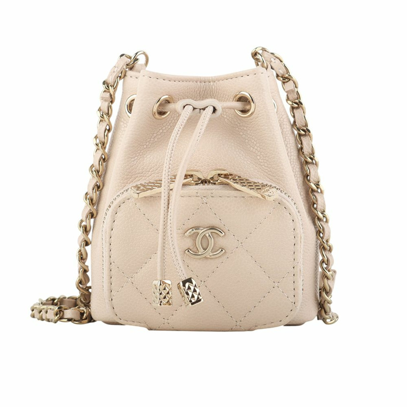 【包稅】CHANEL AP2913 金色 CC 商務聯名迷你水桶鏈條斜背包 35019Y-0