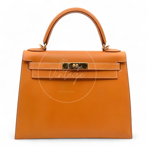 [Pre-owned] Hermes Kelly 28 Natural Sable Chamonix GHW Stamp Square G