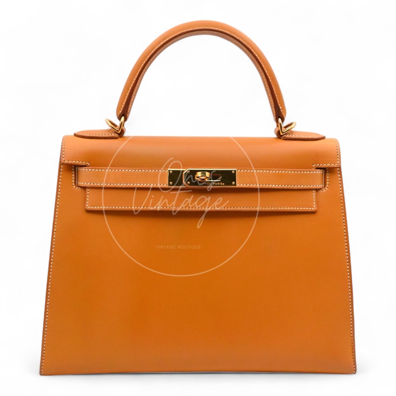 [Pre-owned] Hermes Kelly 28 Natural Sable Chamonix GHW Stamp Square G-0