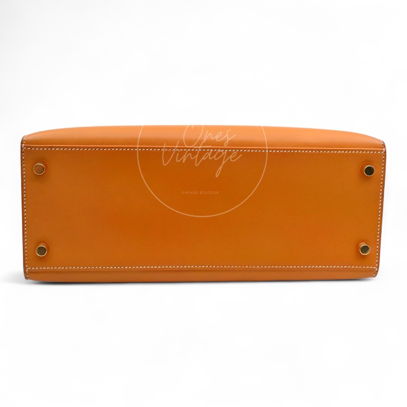 [Pre-owned] Hermes Kelly 28 Natural Sable Chamonix GHW Stamp Square G-4