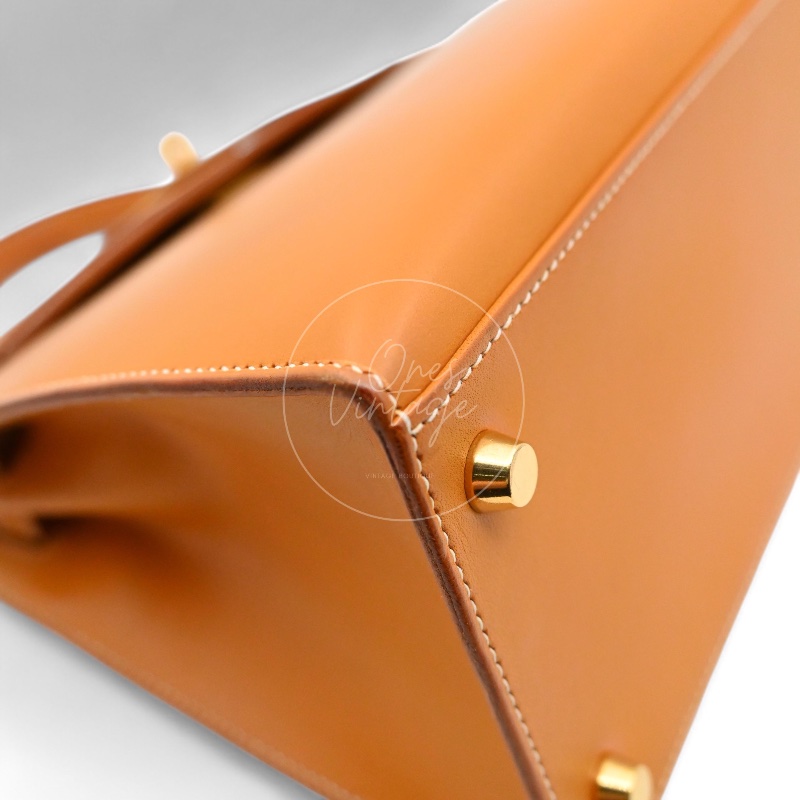 [Pre-owned] Hermes Kelly 28 Natural Sable Chamonix GHW Stamp Square G-12