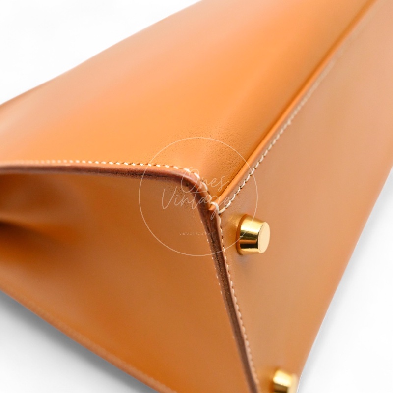 [Pre-owned] Hermes Kelly 28 Natural Sable Chamonix GHW Stamp Square G-14