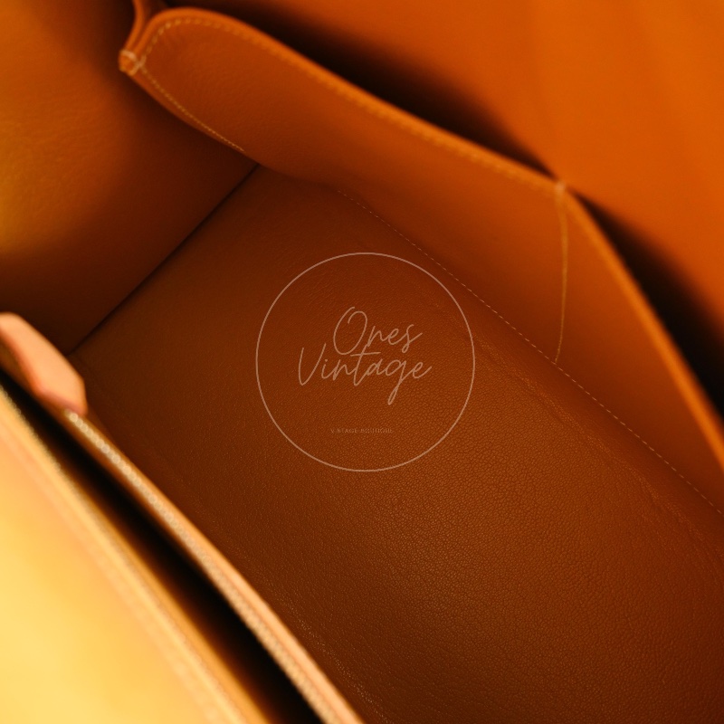 [Pre-owned] Hermes Kelly 28 Natural Sable Chamonix GHW Stamp Square G-17