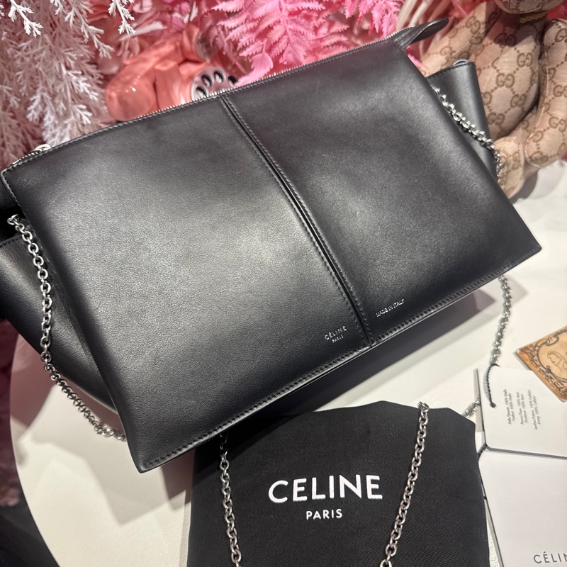 Celine黑銀斜背包/王吉娜古董精品-4