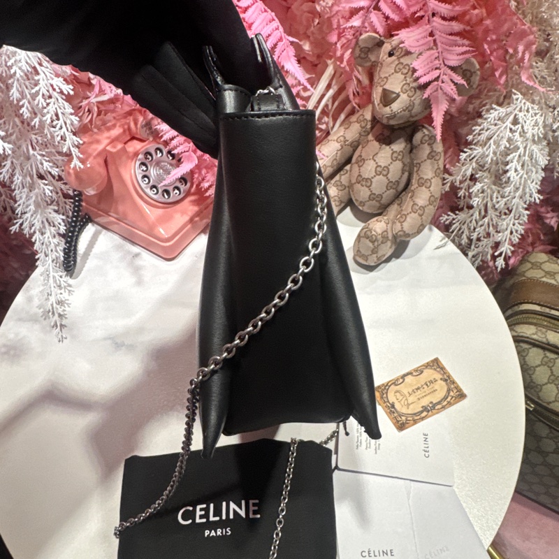 Celine黑銀斜背包/王吉娜古董精品-5