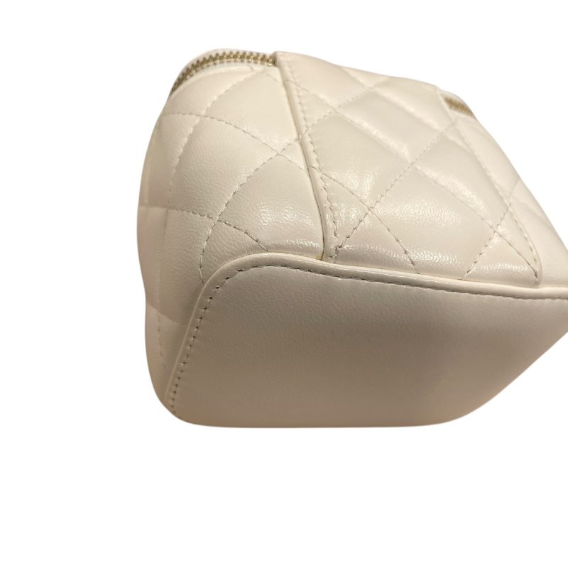 CHANEL 香奈兒 山茶花迷你箱包 皮革 白色 金扣-8