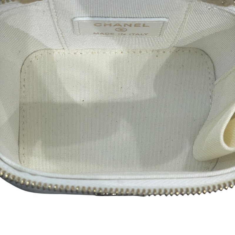 CHANEL 香奈兒 山茶花迷你箱包 皮革 白色 金扣-10