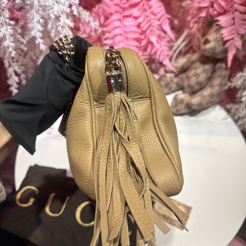 Gucci 馬蒙肩背包/奶茶色/王吉娜古董精品-3