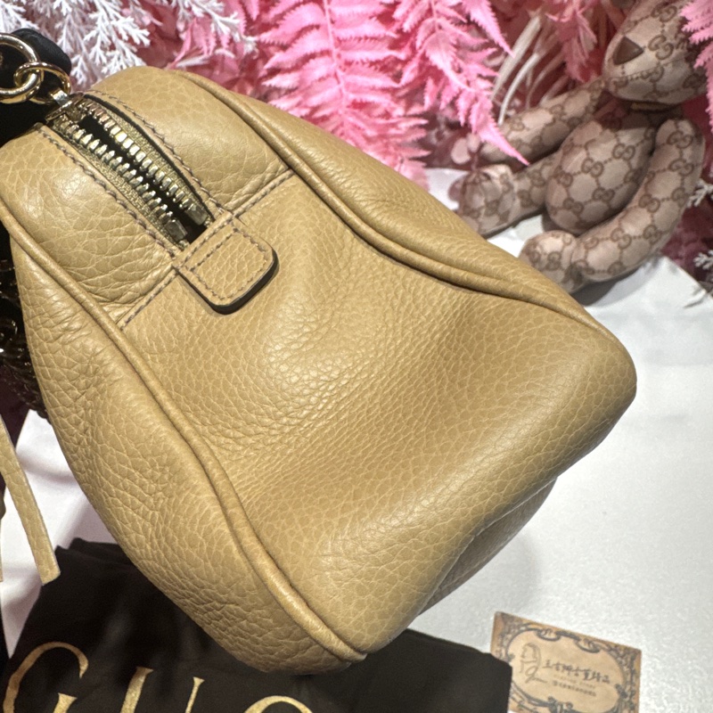 Gucci 馬蒙肩背包/奶茶色/王吉娜古董精品-5