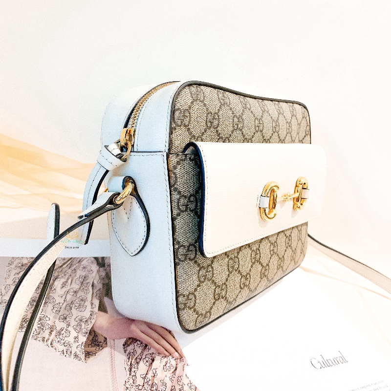 GUCCI 645454 1955系列 米白色皮革 xLogo 相機包 斜背包 側背包-3