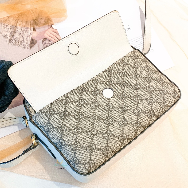 GUCCI 645454 1955系列 米白色皮革 xLogo 相機包 斜背包 側背包-6