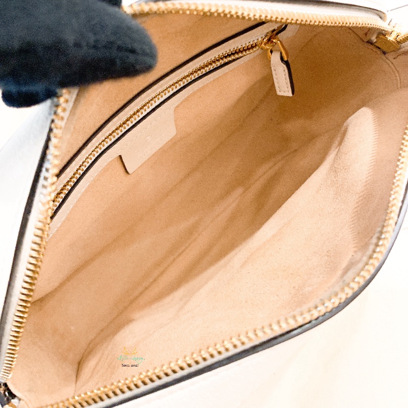 GUCCI 645454 1955系列 米白色皮革 xLogo 相機包 斜背包 側背包-14