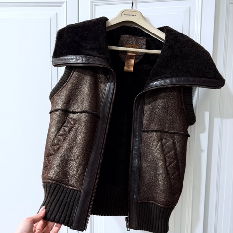 UGG 古銅 深棕 羊反毛 真皮 背心 外套