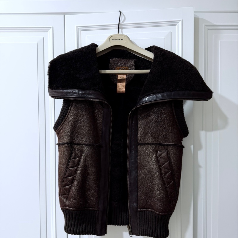 UGG 古銅 深棕 羊反毛 真皮 背心 外套-1