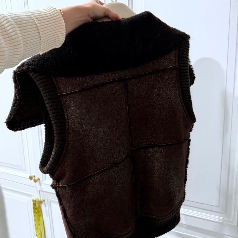 UGG 古銅 深棕 羊反毛 真皮 背心 外套-4